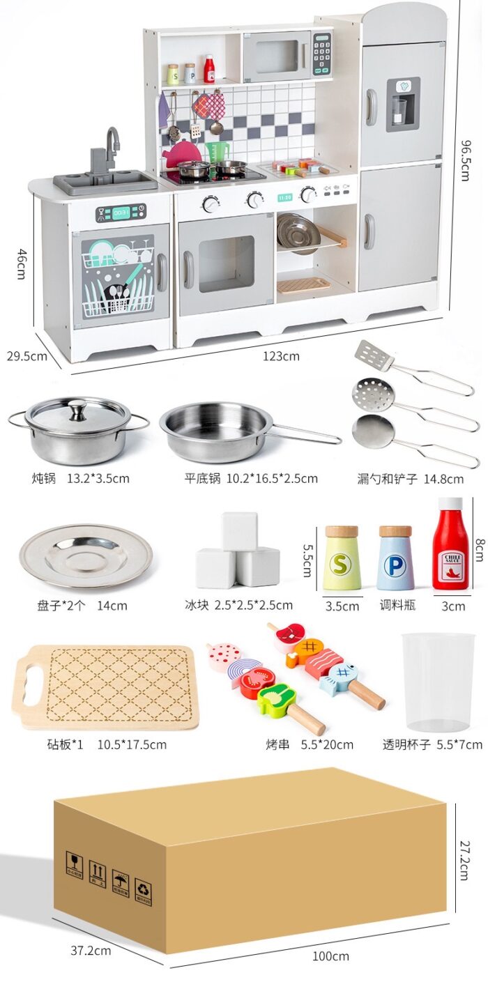 Wooden Kitchen -  Grey with Fridge - Image 2