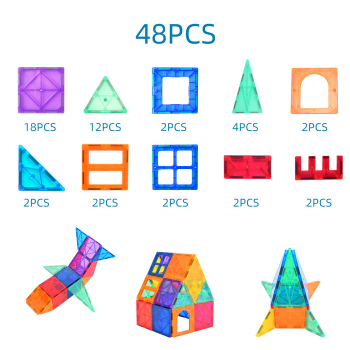 Rainbow Magnetic Tiles 48 - Image 2