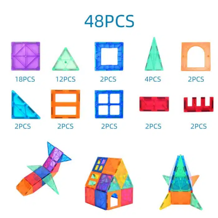 Rainbow Magnetic Tiles 48 - Image 2