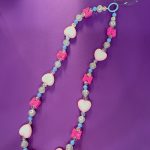 Strap - Long Heart Rubber - Pink with Blue