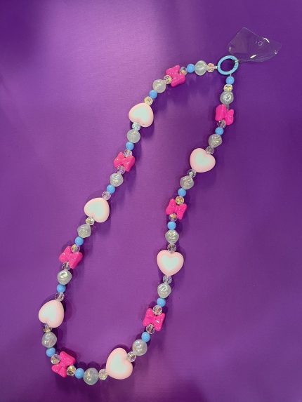 Strap - Long Heart Rubber - Pink with Blue