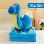 Plush Toy with Blanket -Blue Dino