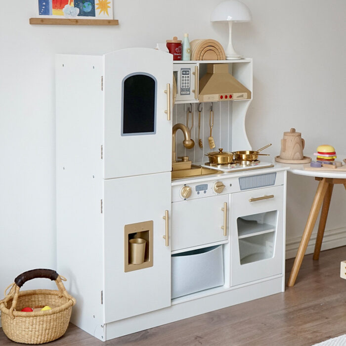 Wooden Kitchen - White with Cooler - Writing Board & Light - Image 2