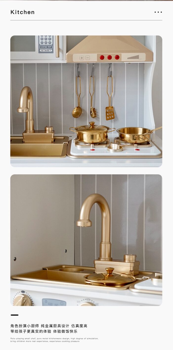 Wooden Kitchen - White with Cooler - Writing Board & Light - Image 4