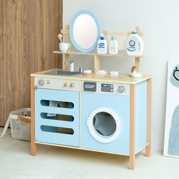 Self Care Washing Basin - Wooden - Blue Color - Image 3