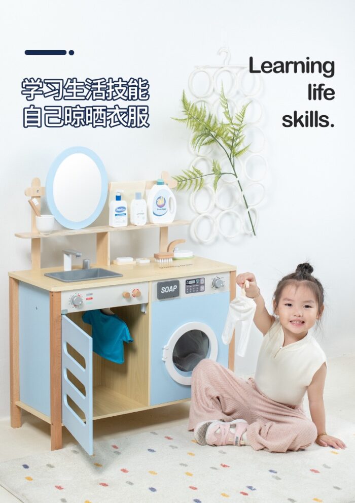 Self Care Washing Basin - Wooden - Blue Color - Image 5