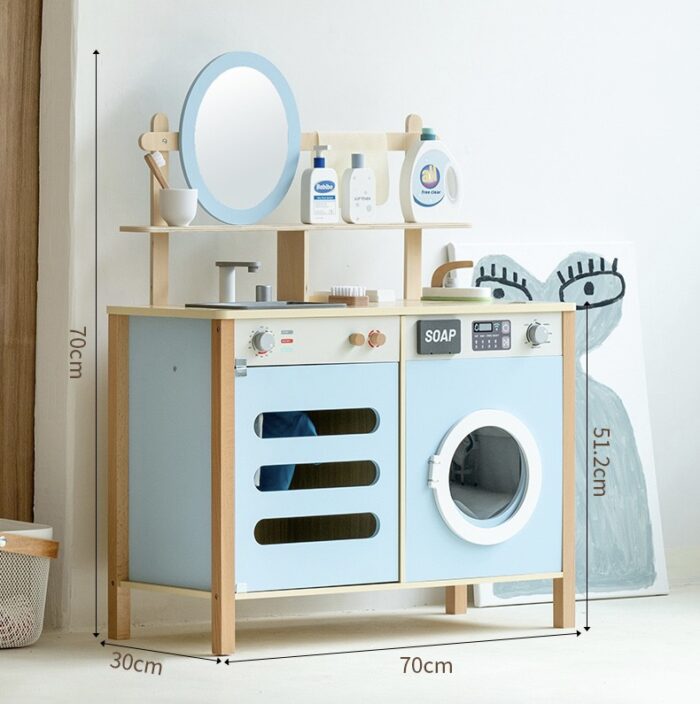 Self Care Washing Basin - Wooden - Blue Color - Image 8