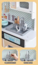 Wooden Kitchen - White & Wood Colored Kitchen with Fridge - Image 3