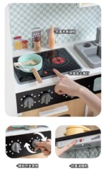 Wooden Kitchen - White & Wood Colored Kitchen with Fridge - Image 5