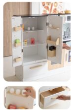 Wooden Kitchen - White & Wood Colored Kitchen with Fridge - Image 6