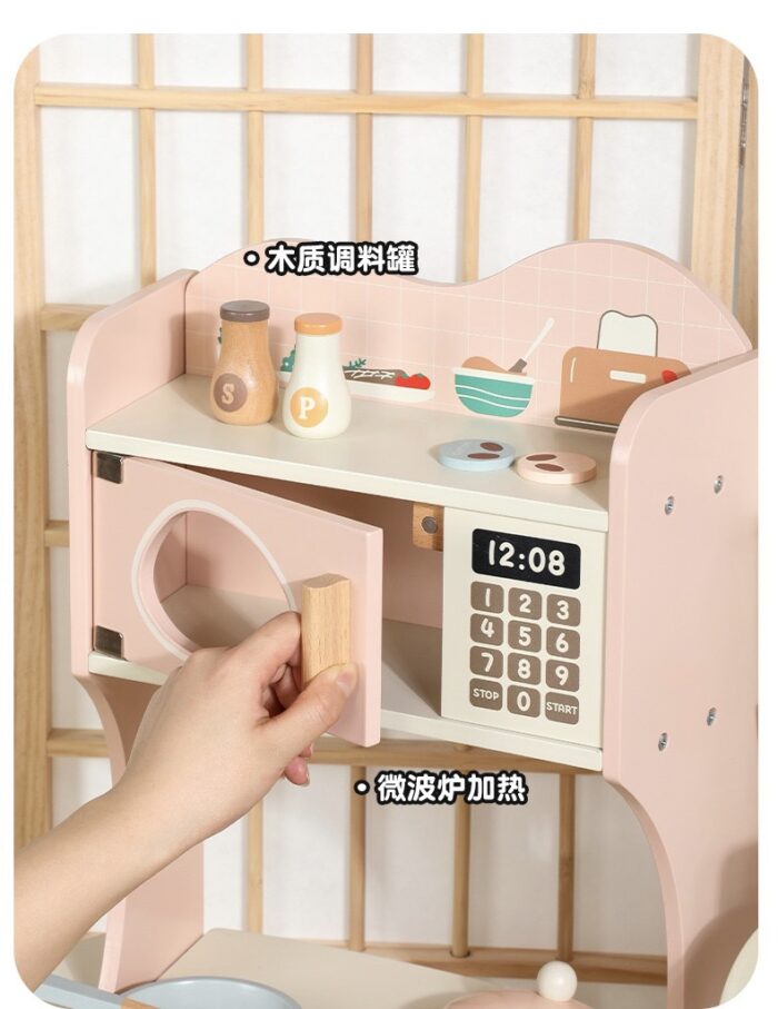 Wooden Kitchen - Pink with Coffee Machine & Laundry - Image 4