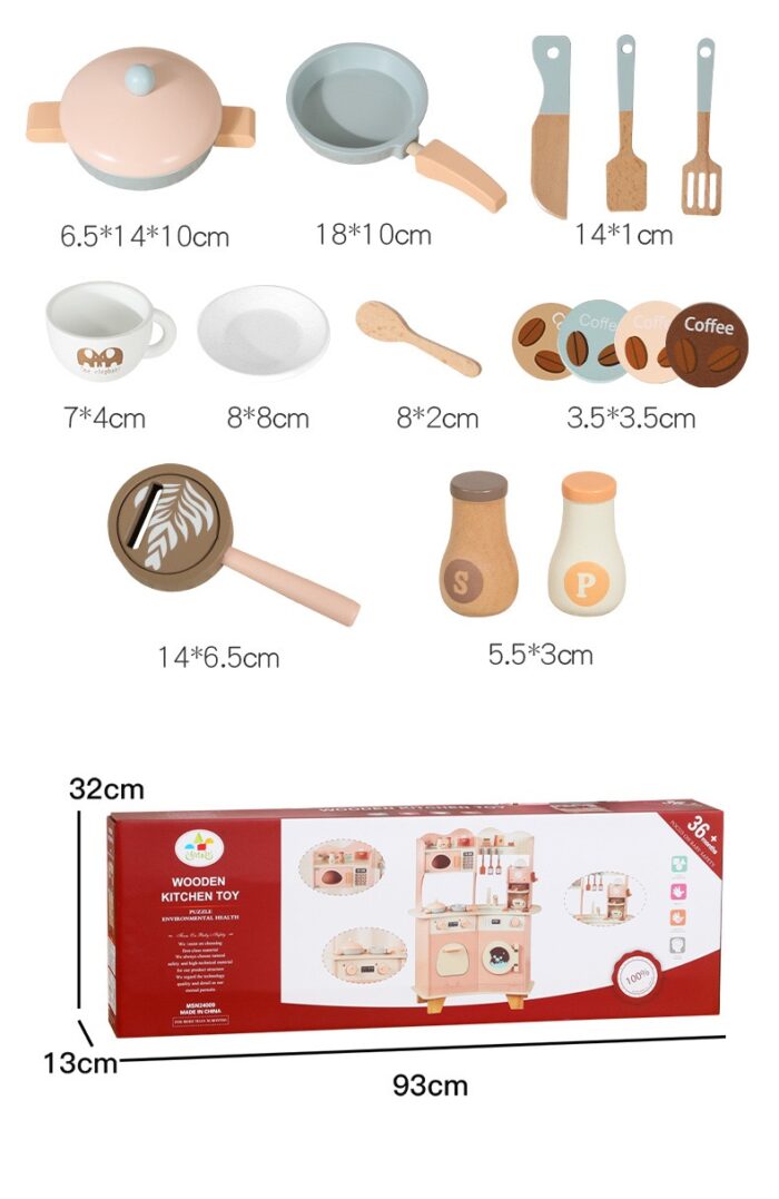 Wooden Kitchen - Pink with Coffee Machine & Laundry - Image 3