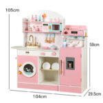 Wooden Kitchen - Pink with Coffee Counter & Fridge - Image 7