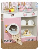 Wooden Kitchen - Pink with Coffee Counter & Fridge - Image 8