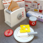Toaster White with Grey Buttons - Wooden