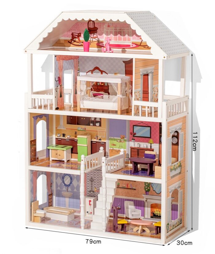 Doll House - Wooden White 4 Stories - Image 5