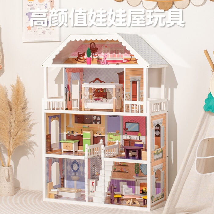 Doll House - Wooden White 4 Stories - Image 4
