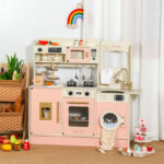 Wooden Kitchen - Pink with Bread Maker , Cooler & Laundry - Image 9