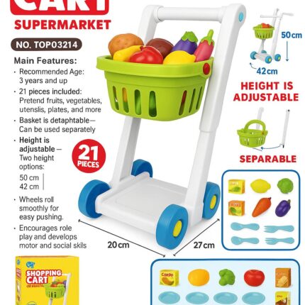 Shopping Cart - Trolley White & Green 21 Pcs