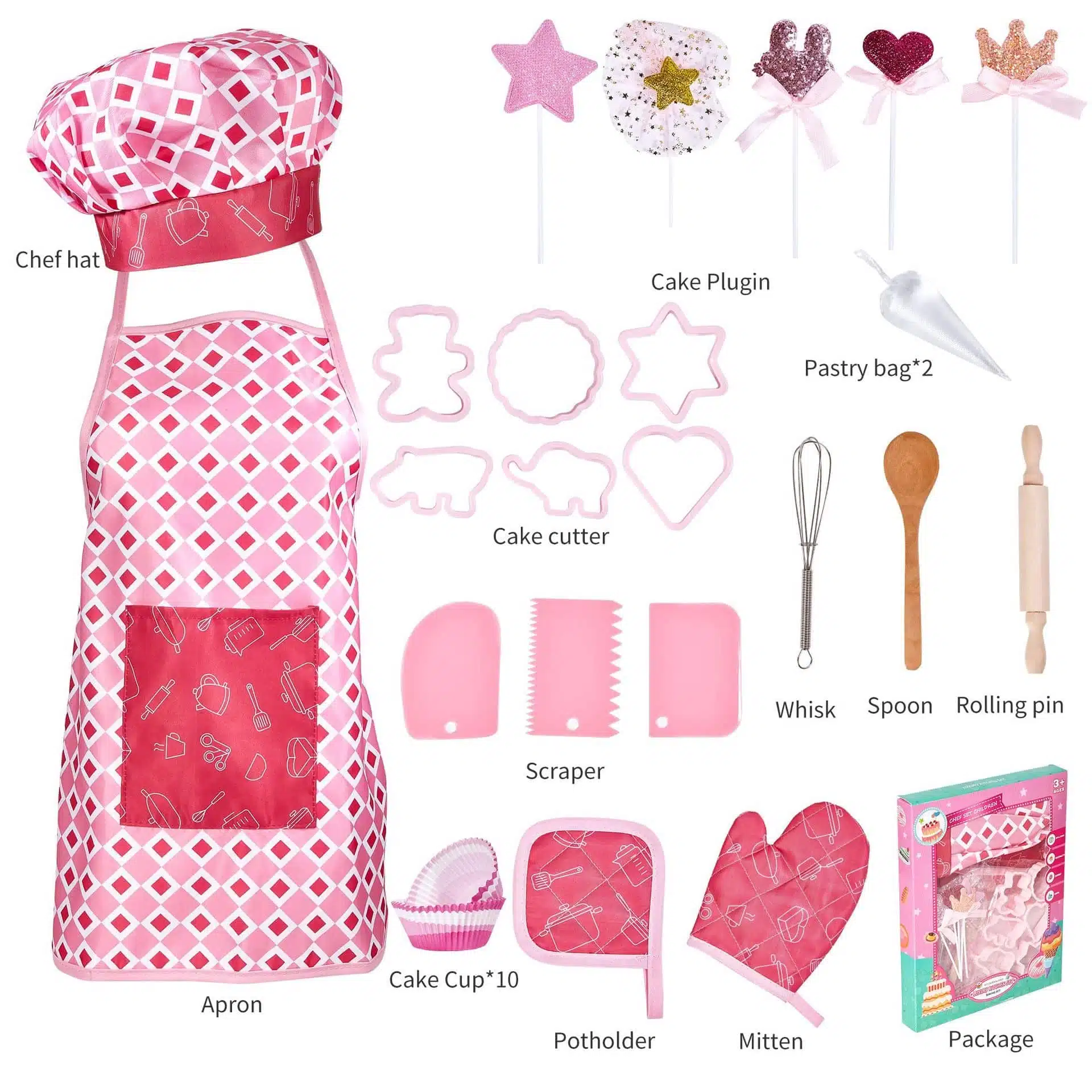 Costume Chef - Pink Pattern Apron Set - Image 1