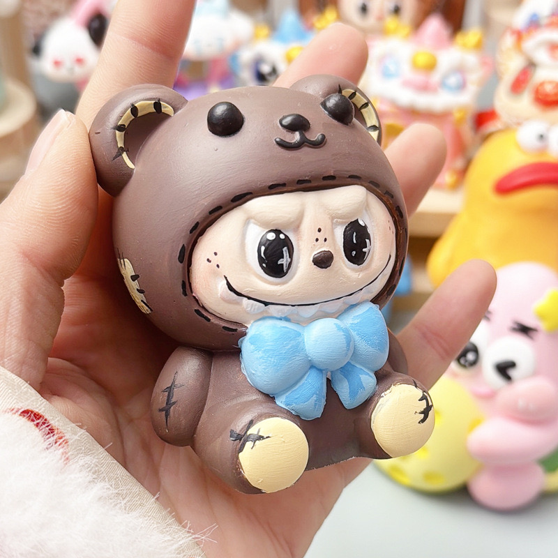 IMG_3665 (1) DIY Gypsum Labubu With Bear & Ribbon - Image 1