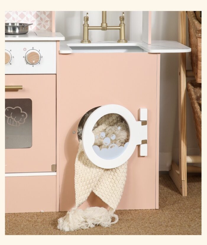 Wooden Kitchen - Pink with Coffee Counter , Cooler & Laundry Machine - Image 8