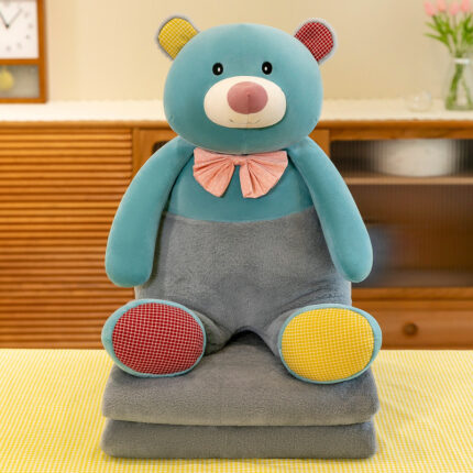 Plush Toy With Blanket - Blue Bear