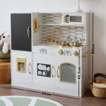 Wooden Kitchen - COCLUB - White With Gold & Writing Board