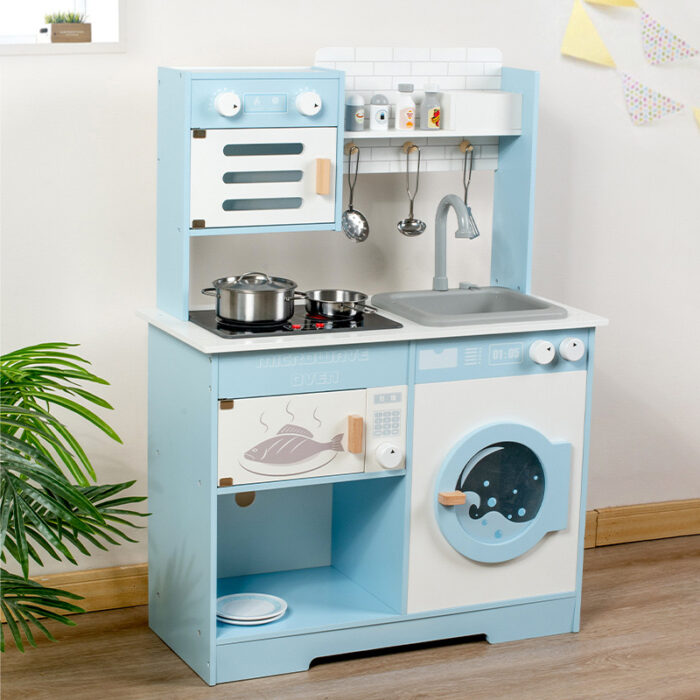 Wooden Kitchen - Blue With Laundry & Real Sink - Image 4