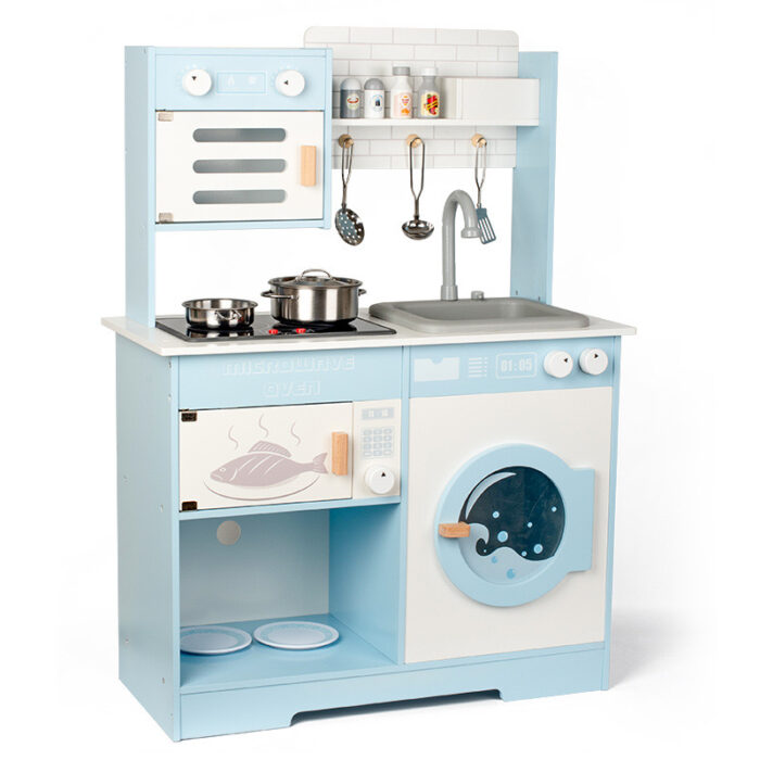 Wooden Kitchen - Blue With Laundry & Real Sink - Image 7