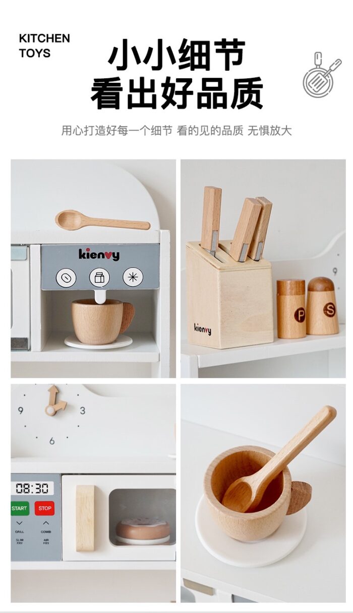 Wooden Kitchen - Kienvy - White With Stove & Two Burners - Image 3