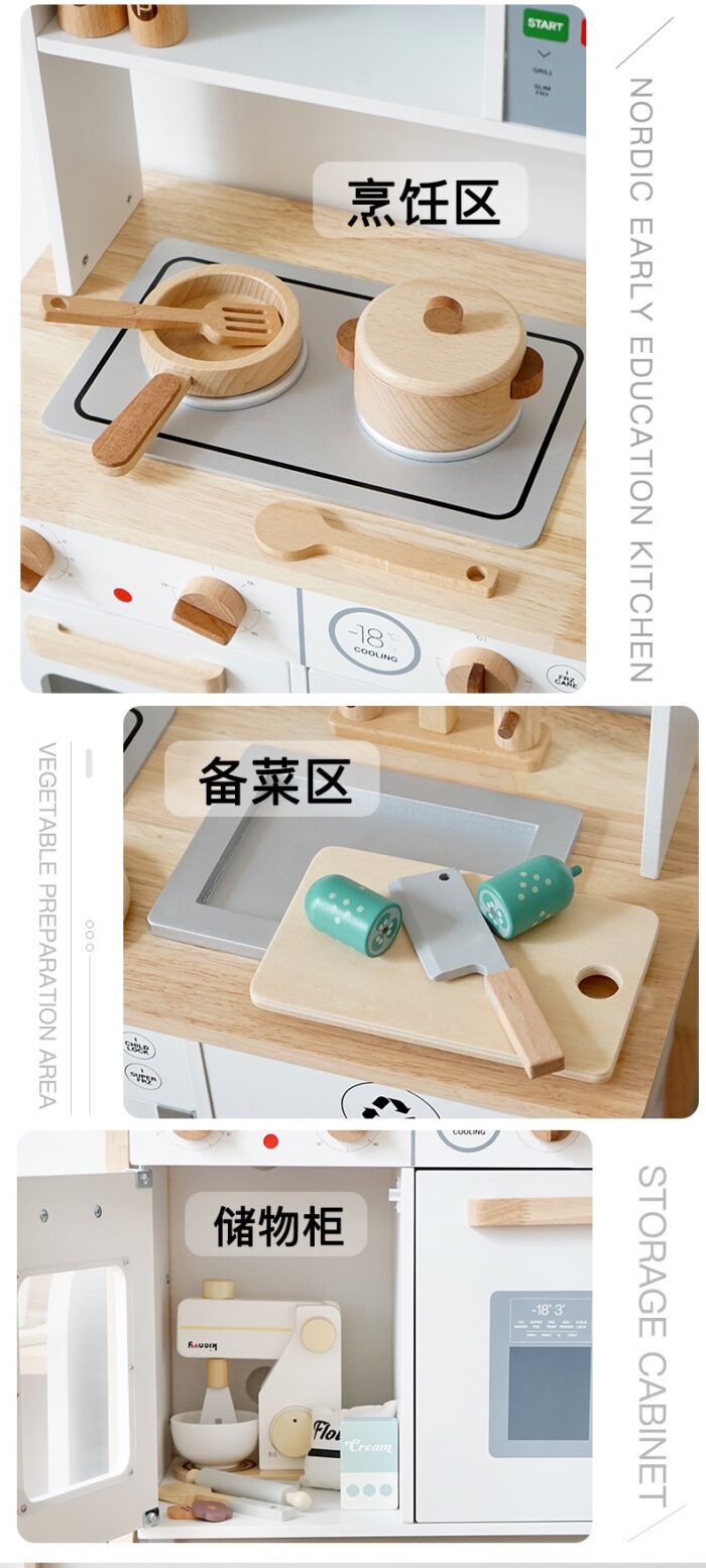 Wooden Kitchen - Kienvy - White With Stove & Two Burners - Image 5