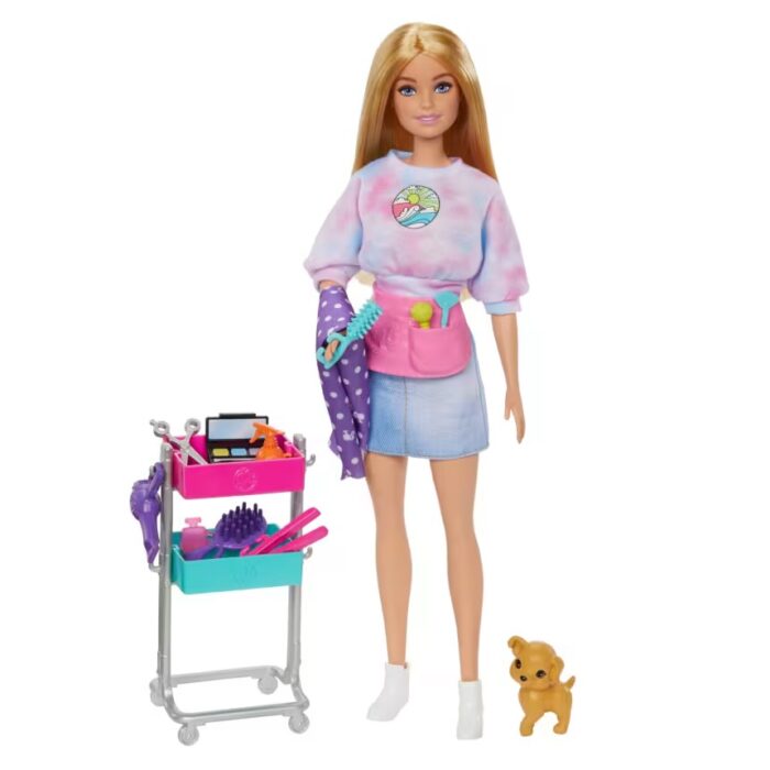 Barbie “Malibu” Stylist Doll & 14 Accessories Playset, Hair & Makeup Theme With Puppy & Styling Cart - Image 5