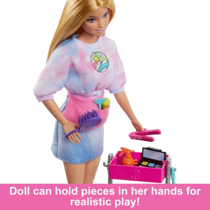 Barbie “Malibu” Stylist Doll & 14 Accessories Playset, Hair & Makeup Theme With Puppy & Styling Cart - Image 3