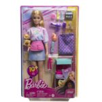 Barbie “Malibu” Stylist Doll & 14 Accessories Playset, Hair & Makeup Theme With Puppy & Styling Cart