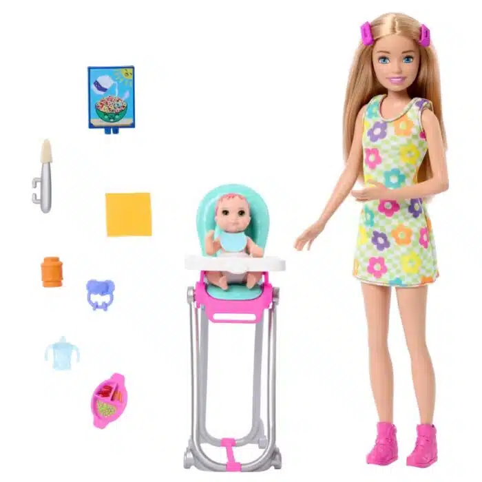 Barbie Skipper Babysitters Inc & Playset, Includes Doll, Baby, And Mealtime Accessories, 10 Piece Set - Image 3