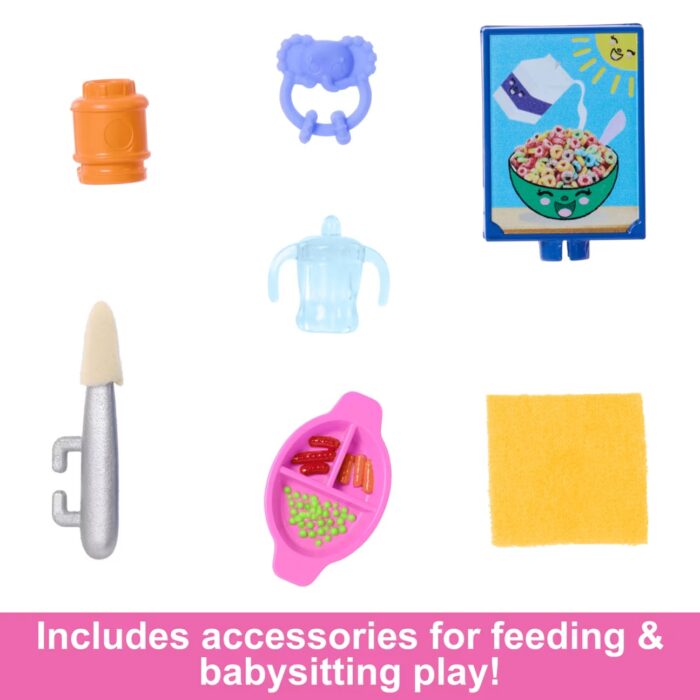 Barbie Skipper Babysitters Inc & Playset, Includes Doll, Baby, And Mealtime Accessories, 10 Piece Set - Image 2