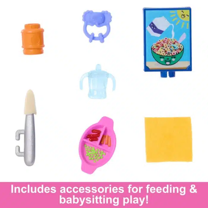 Barbie Skipper Babysitters Inc & Playset, Includes Doll, Baby, And Mealtime Accessories, 10 Piece Set - Image 2