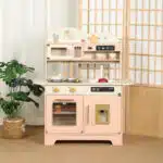 Wooden Kitchen - One Elephant - Pink with Microwave