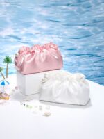 Makeup Bag - Satin With Pearl