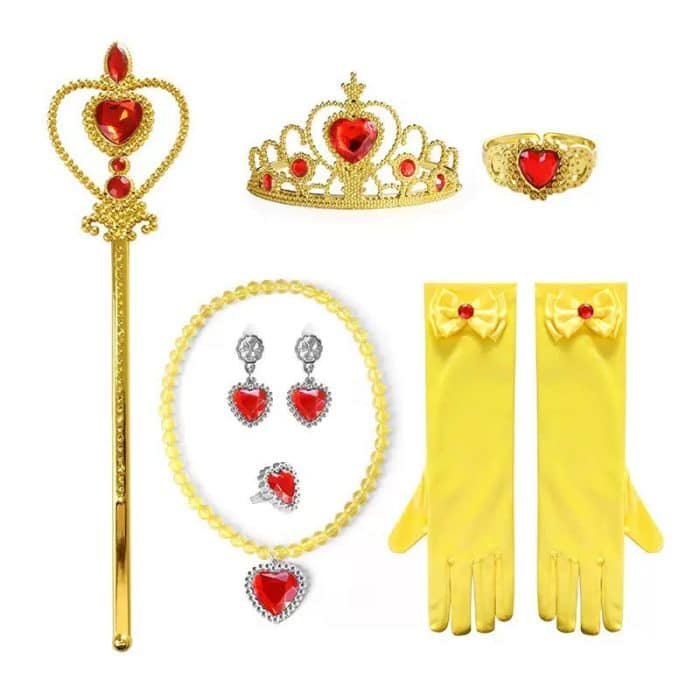 Costume Disney Princess Belle Tiara Wand Gloves Mask - Image 6
