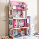 Wooden Doll House - Four Story Pink