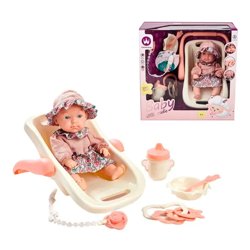 IMG_3118 Baby Doll With Cradle - 9 Inch - Image 1
