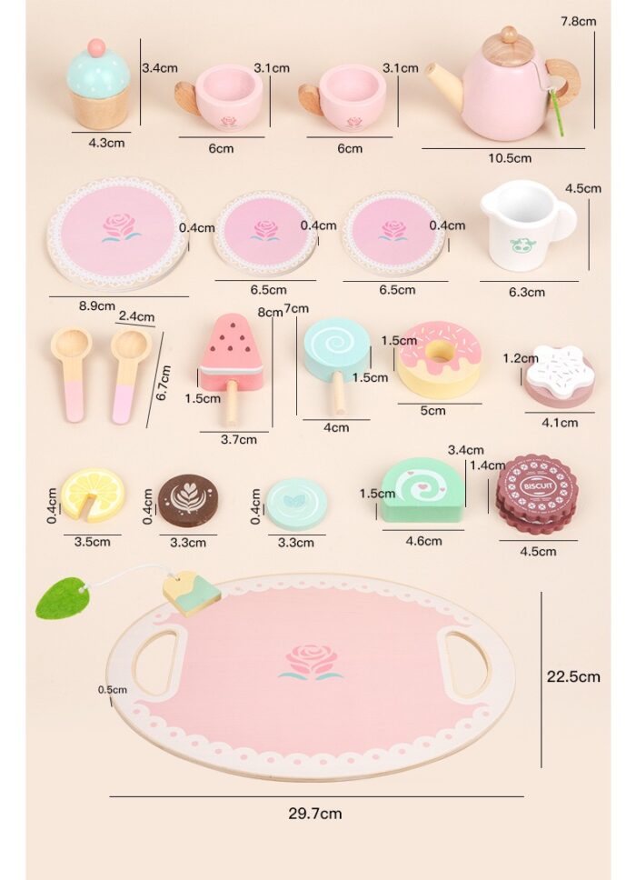 Pink Tea Set - Wooden - Image 2