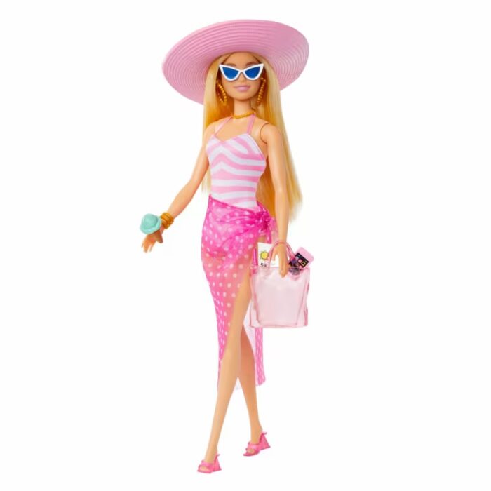 Blonde Barbie Doll With Swimsuit And Beach-Themed Accessories - Image 2