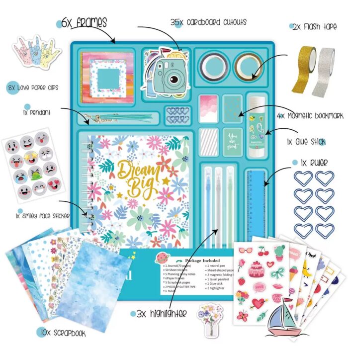 DIY Journal Set - Dream Big - Blue Flower Set - Image 2