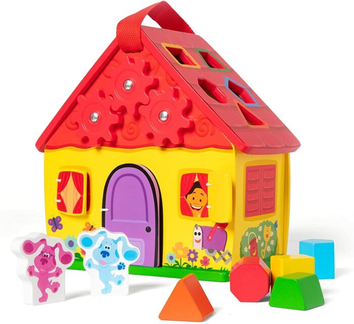 Melissa & Doug Blue's Clues & You - Wooden Take-Along House Shape Sorter - Image 3