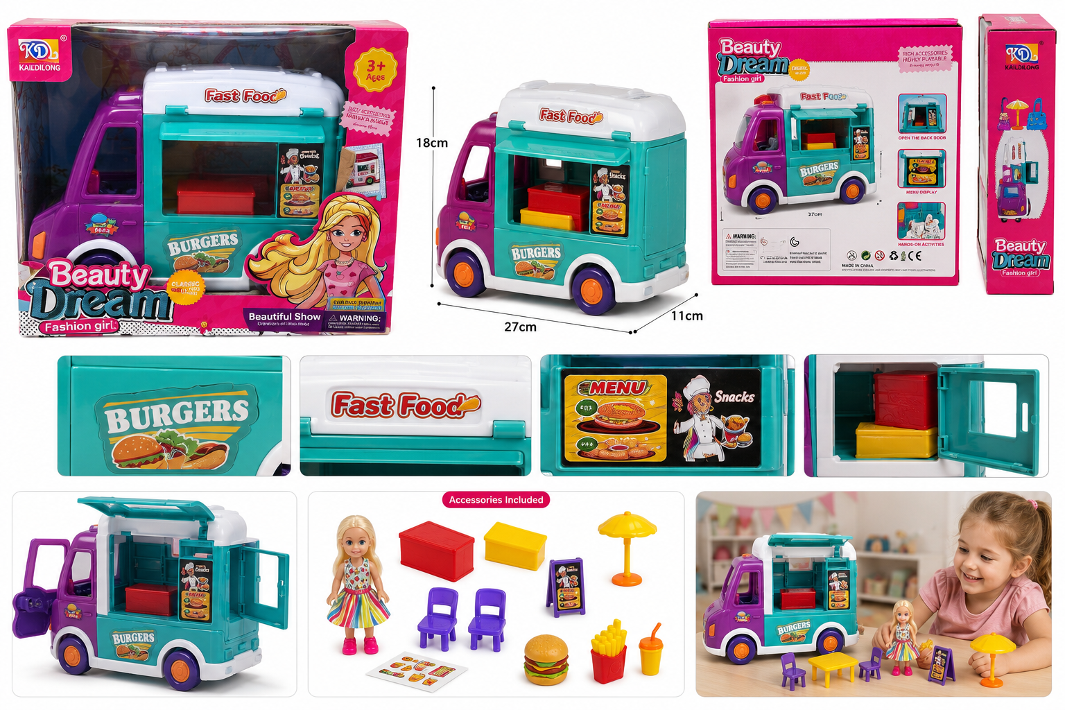 BBBBD948-4643-410B-AFA2-DFD7C6B3F0FB Travel Fashion Doll - Fast Food Truck - Image 1