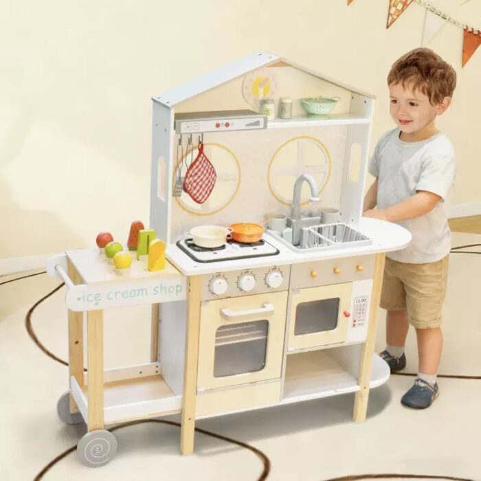 Wooden Kitchen With Side Ice Cream - White - Image 5