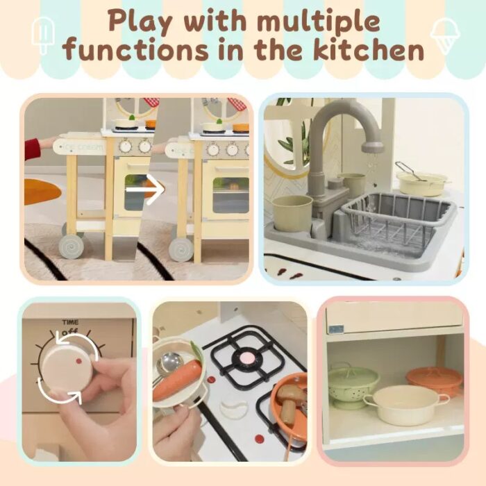 Wooden Kitchen With Side Ice Cream - White - Image 3